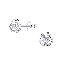 Wholesale Sterling Silver Flower Ear Studs - JD21660