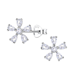 Wholesale Sterling Silver Flower Ear Studs - JD21697