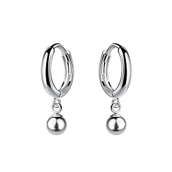 Wholesale 5mm Sterling Silver Ball Charm Huggie Earrings - JD21274