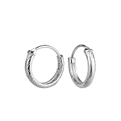 Wholesale 12mm Sterling Silver Patterned Ear Hoops - JD21696