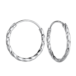 Wholesale 19mm Sterling Silver Twisted Ear Hoops - JD21689