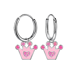 Wholesale Sterling Silver Crown Charm Ear Hoops - JD21165