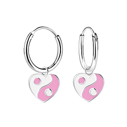 Wholesale Sterling Silver Yin Yang Charm Ear Hoops - JD20764