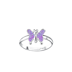 Wholesale Sterling Silver Butterfly Adjustable Ring - JD21262