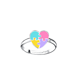 Wholesale Sterling Silver Heart Adjustable Ring - JD20782