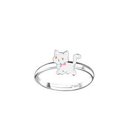 Wholesale Sterling Silver Cat Adjustable Ring - JD20785