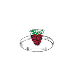 Wholesale Sterling Silver Strawberry Adjustable Ring - JD20240