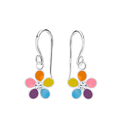 Wholesale Sterling Silver Flower Crystal Earrings - JD10266