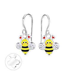 Wholesale Sterling Silver Crystal Bee Earrings - JD10438