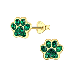 Wholesale Sterling Silver Paw Print Ear Studs - JD4086