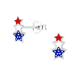 Wholesale Sterling Silver USA Star Ear Studs - JD10215