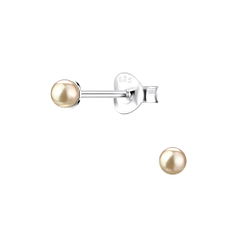 Wholesale 3mm Pearl Sterling Silver Ear Studs - JD7404