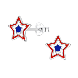 Wholesale Sterling Silver USA Star Ear Studs - JD10200