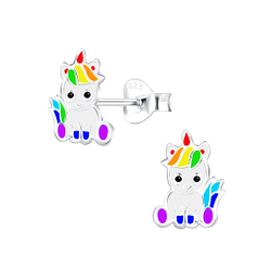 Wholesale Sterling Silver Unicorn Ear Studs - JD10327