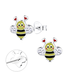 Wholesale Sterling Silver Crystal Bee Ear Studs - JD21841