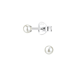 Wholesale 3mm Pearl Sterling Silver Ear Studs - JD7404