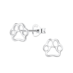 Wholesale Sterling Silver Paw Print Ear Studs - JD21795