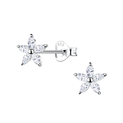 Wholesale Sterling Silver Flower Ear Studs - JD21840