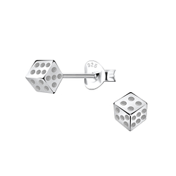 Wholesale Sterling Silver Dice Ear Studs - JD21820