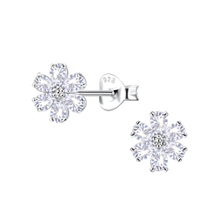 Wholesale Sterling Silver Flower Ear Studs - JD21870 Wholesale Sterling Silver Flower Ear Studs - JD21870