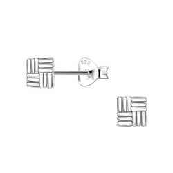 Wholesale Sterling Silver Square Ear Studs - JD21823