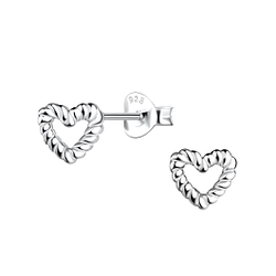 Wholesale Sterling Silver Twisted Heart Ear Studs - JD21800