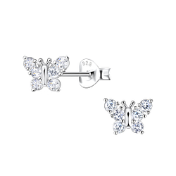 Wholesale Sterling Silver Butterfly Ear Studs - JD21789