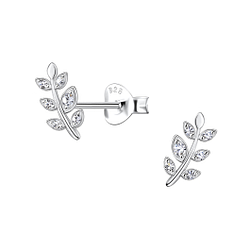 Wholesale Sterling Silver Olive Leaf Ear Studs - JD21873