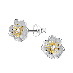 Wholesale Sterling Silver Flower Ear Studs - JD21914