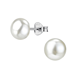 Wholesale 8mm Fresh Water Pearl Sterling Silver Ear Studs - JD21845