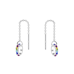 Wholesale Sterling Silver Thread Through Crystal Earrings - JD10319