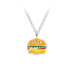 Wholesale Sterling Silver Burger Necklace - JD14666