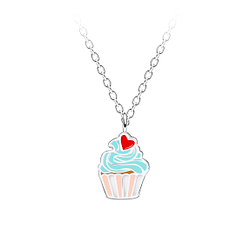 Wholesale Sterling Silver Cupcake Necklace - JD21202