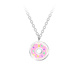 Wholesale Sterling Silver Donut Necklace - JD14673