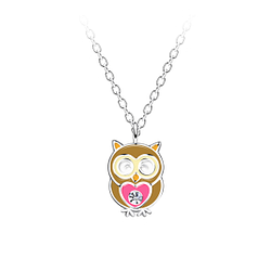 Wholesale Sterling Silver Owl Necklace - JD20893