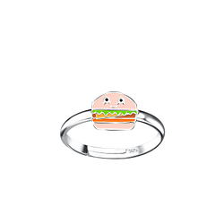 Wholesale Sterling Silver Burger Adjustable Ring - JD20192