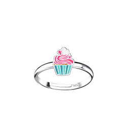 Wholesale Sterling Silver Cup Cake Adjustable Ring - JD20784