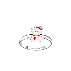 Wholesale Sterling Silver Christmas Bear Adjustable Ring - JD20219