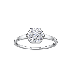 Wholesale Sterling Silver Hexagon Ring - JD21439