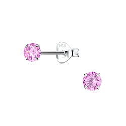 Wholesale 4mm Round Cubic Zirconia Sterling Silver Ear Studs - JD3163