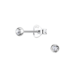 Wholesale Sterling Silver Crystal Single Stone Ear Studs - JD21883