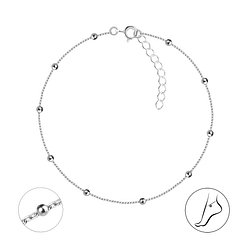 Wholesale 25cm Sterling Silver Satellite Anklet with Extension - JD21444