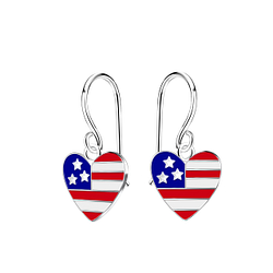 Wholesale Sterling Silver USA Heart Earrings - JD21589