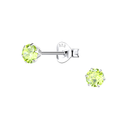 Wholesale 4mm Round Cubic Zirconia Sterling Silver Ear Studs - JD17398