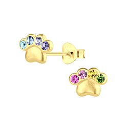 Wholesale Sterling Silver Paw Print Ear Studs - JD21995