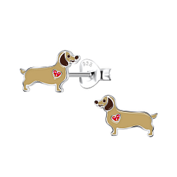 Wholesale Sterling Silver Dachshund Dog Ear Studs - JD22036