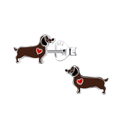 Wholesale Sterling Silver Dachshund Dog Ear Studs - JD22037