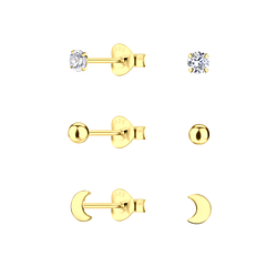 Wholesale Sterling Silver Moon Ear Studs Set - JD22342