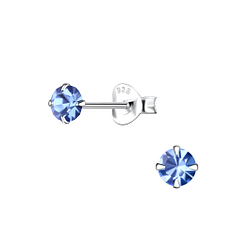 Wholesale 4mm Round Crystal Sterling Silver Ear Studs - JD1472