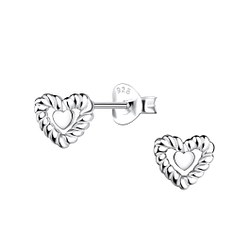 Wholesale Sterling Silver Twisted Heart Ear Studs - JD22102